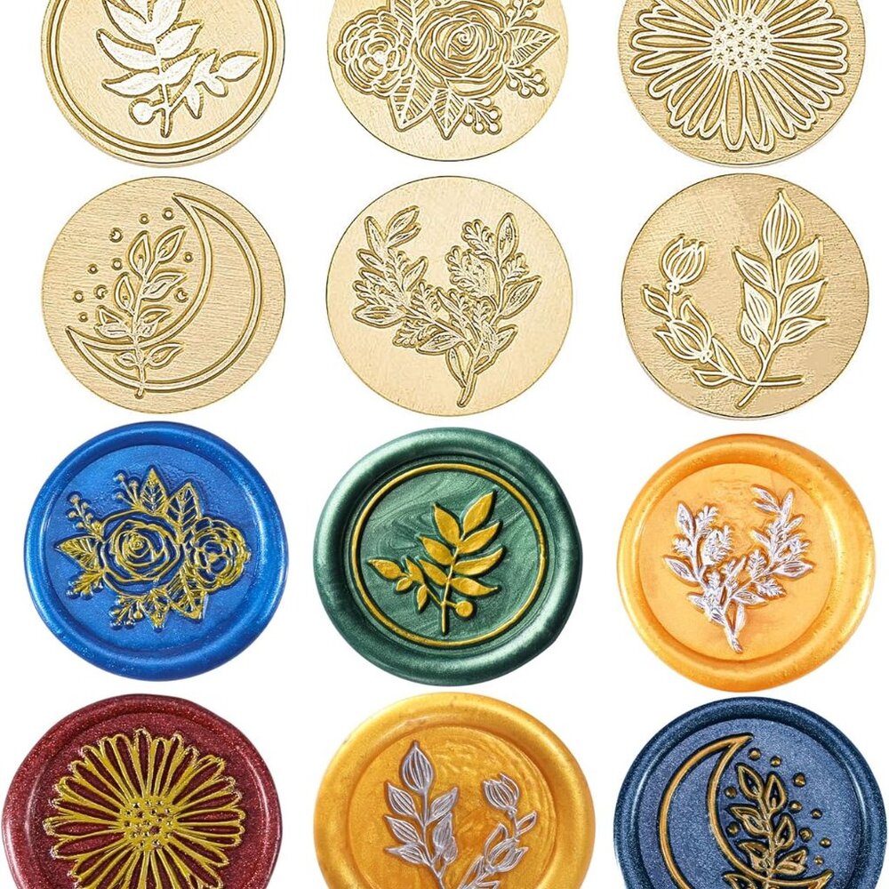 6 Pieces Botanical Wax Seal Stamp Heads Set, Vintage Plant Flower Eucalyptus Sea - Picture 3 of 7